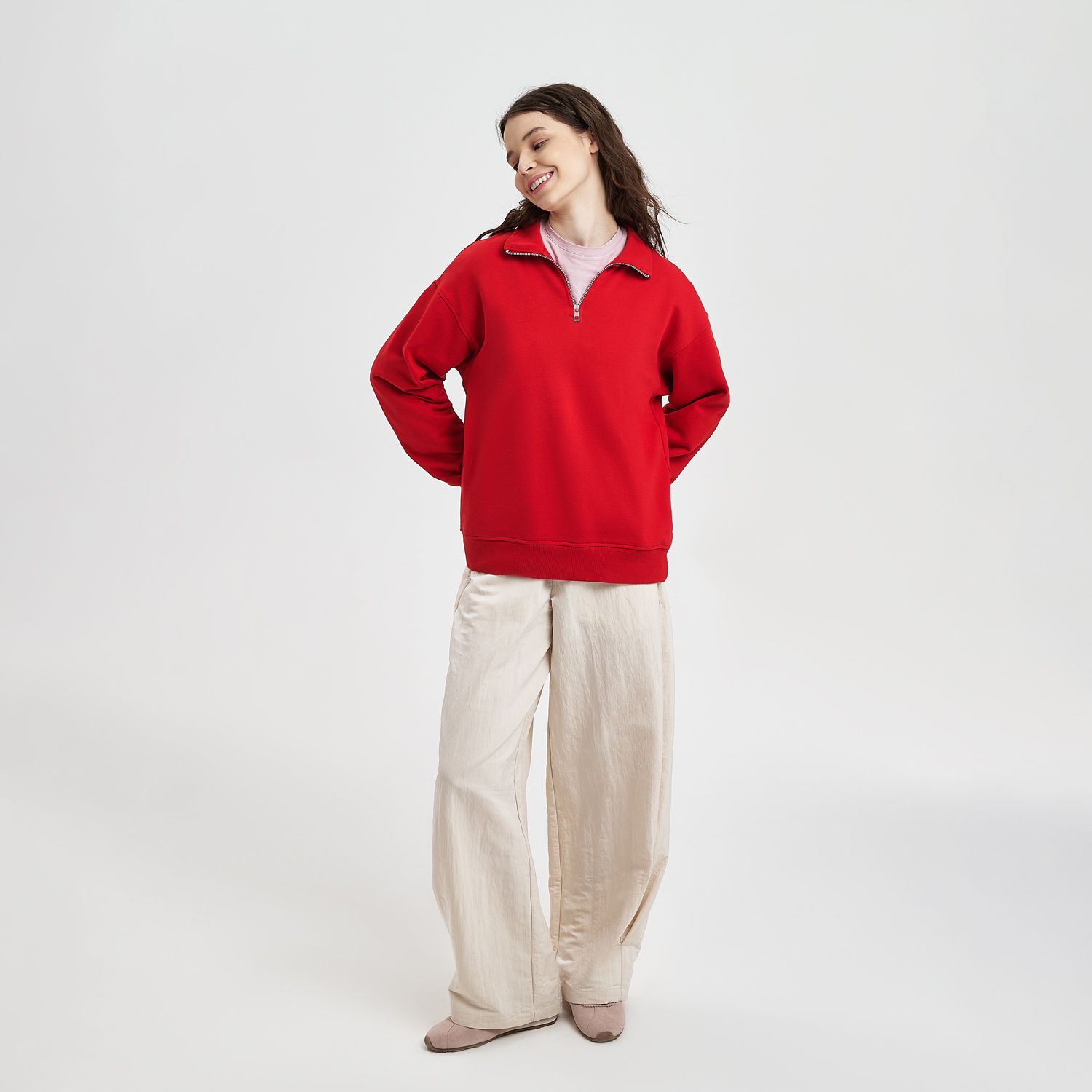 Толстовка на молнии унисекс Флоу (Flow), красная, размер 3XL/4XL