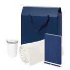 Подарочный набор Велком Пак Спарк (Welcome Pack Spark), синий (термокружка,ежедневник, ручка, плед, коробка-пакет)