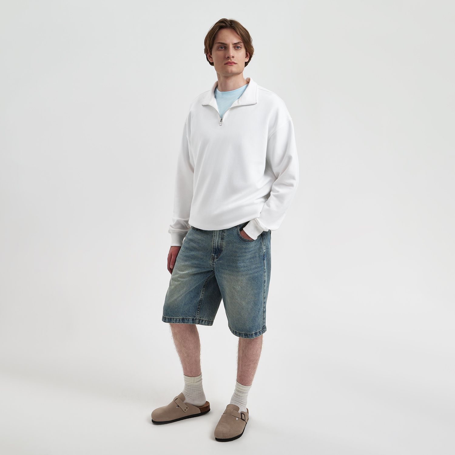 Толстовка на молнии унисекс Флоу (Flow), белая, размер 5XL/6XL