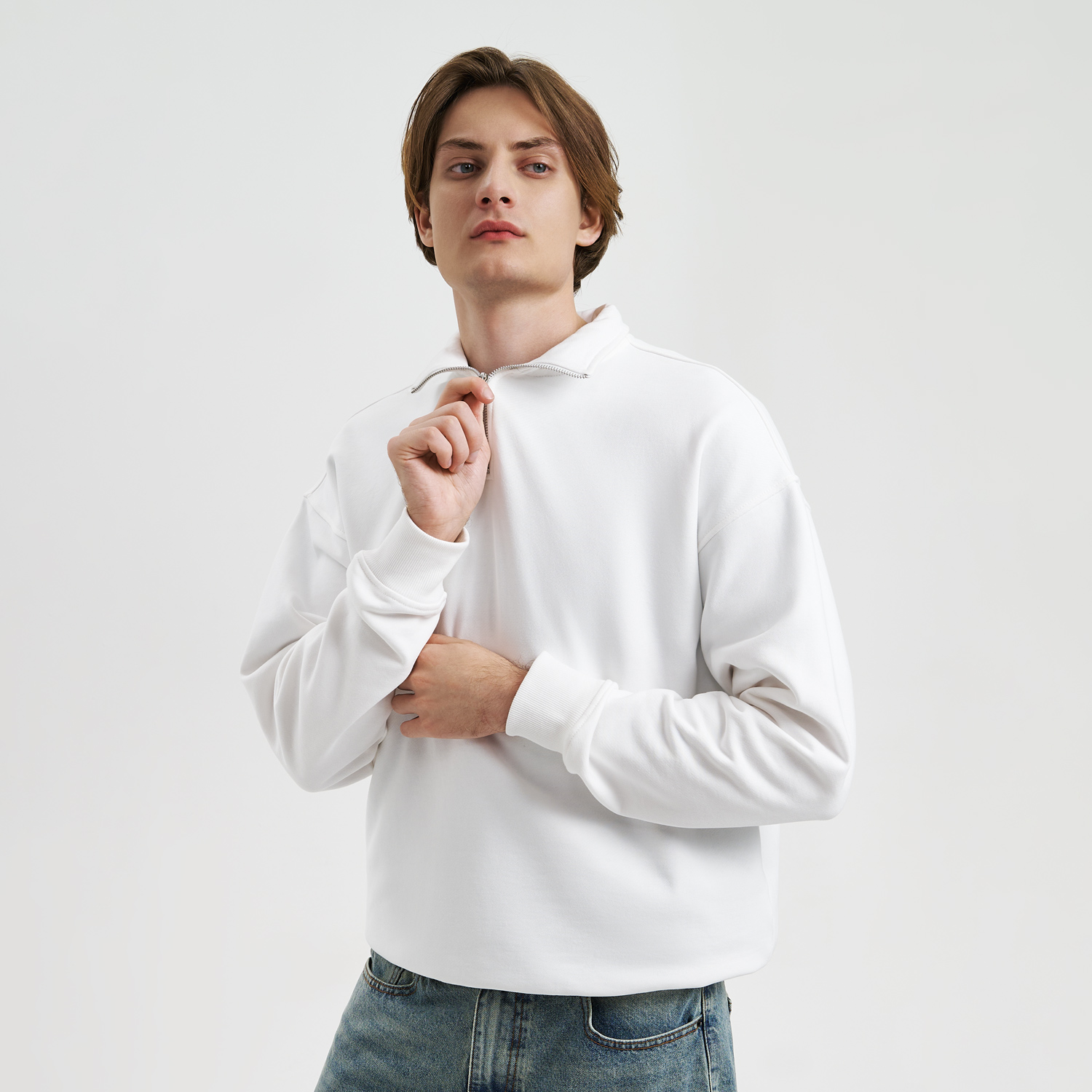 Толстовка на молнии унисекс Флоу (Flow), белая, размер 5XL/6XL