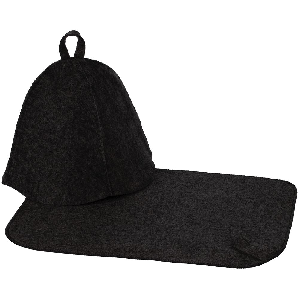 Набор для бани Heat Off с ковриком, черный